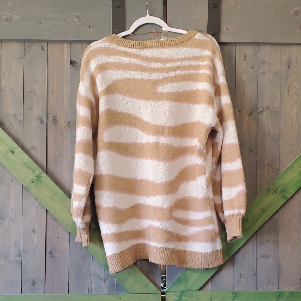 Striped Tan and Cream Sweater